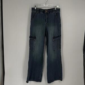 Democracy Jeans 10 blue ab technology high rise wide leg utility cargo baggy